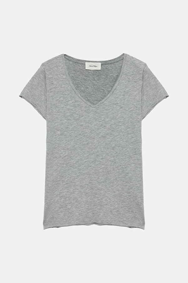 Açık Gri V Yaka T-Shirt