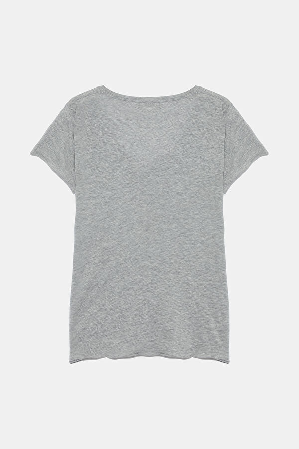 Açık Gri V Yaka T-Shirt 2