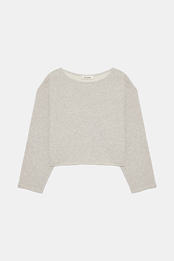Gri Melanj Relax Kalıp Bisiklet Yaka Sweatshirt