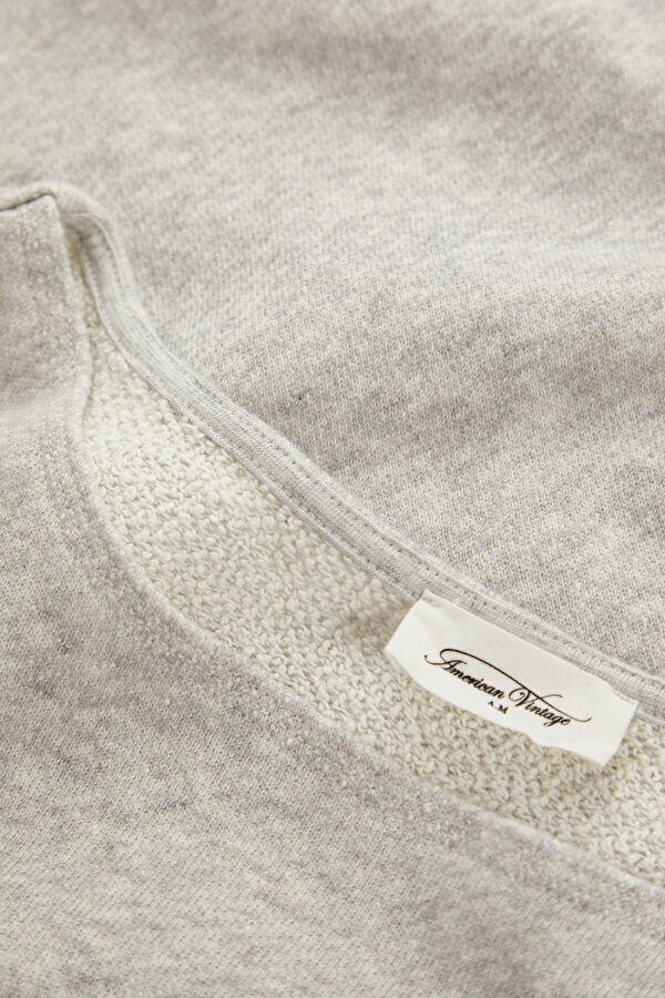 Gri Melanj Relax Kalıp Bisiklet Yaka Sweatshirt 3