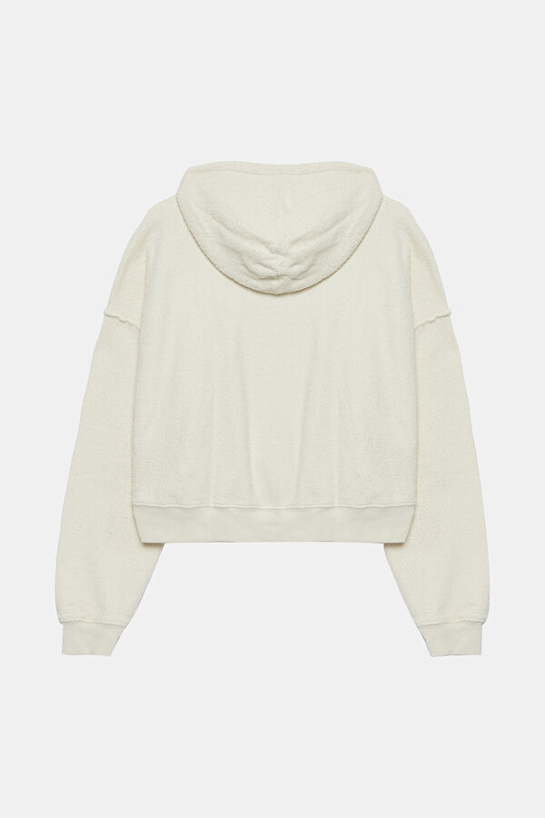 Ekru Kapuşonlu Sweatshirt 2