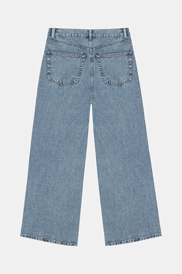Relax Kalıp Mavi Bol Paça Jean Erkek Pantolon 2