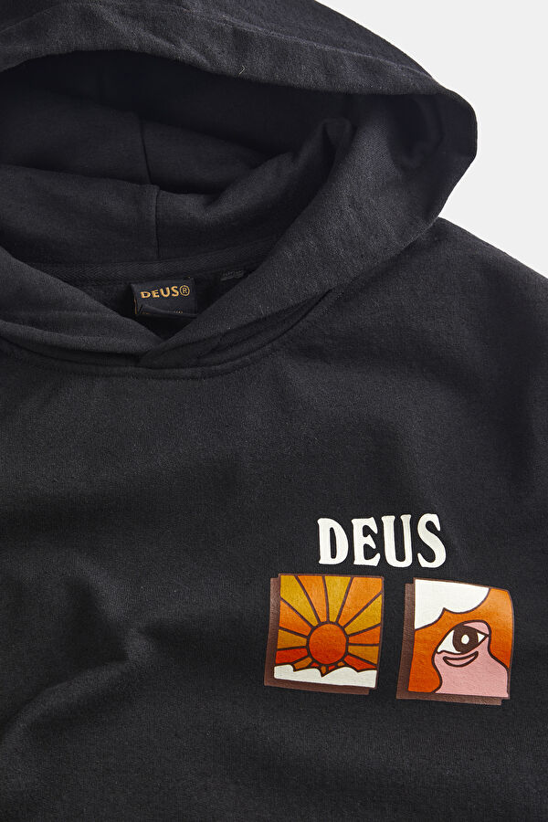 Siyah Relax Kalıp Bisiklet Yaka Erkek Sweatshirt 3