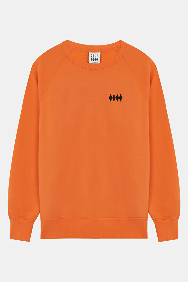 Turuncu Relax Kalıp Bisiklet Yaka Erkek Sweatshirt
