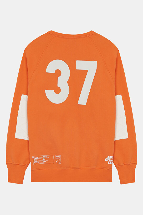 Turuncu Relax Kalıp Bisiklet Yaka Erkek Sweatshirt 2