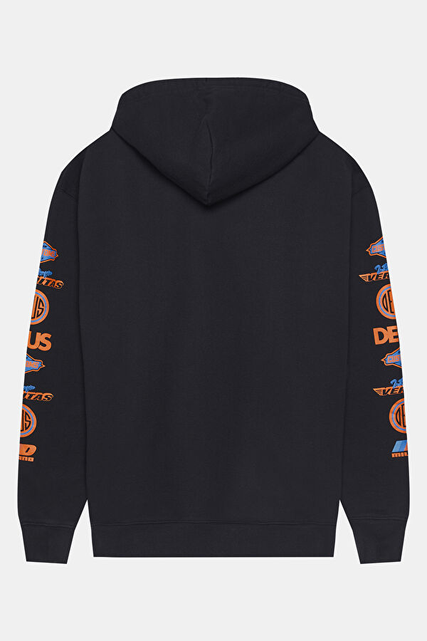 Siyah Relax Kalıp Kapuşonlu Erkek Sweatshirt 2