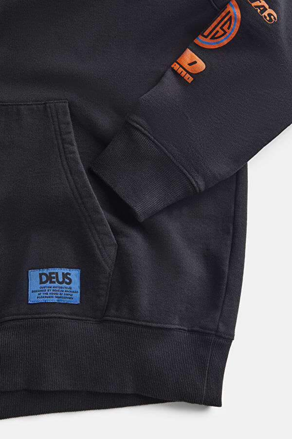 Siyah Relax Kalıp Kapuşonlu Erkek Sweatshirt 4