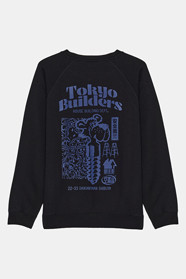 Siyah Bisiklet Yaka Erkek Sweatshirt 2