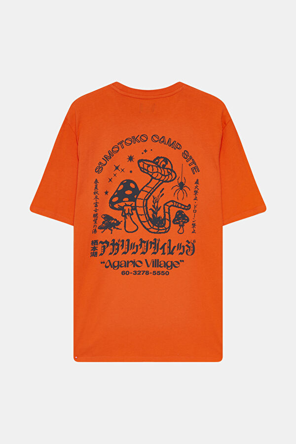 Turuncu Bisiklet Yaka Baskılı T-Shirt 2