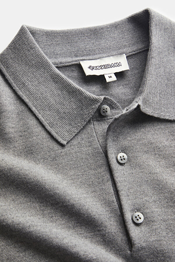 Grey Melange Knit Men's Sweater 3