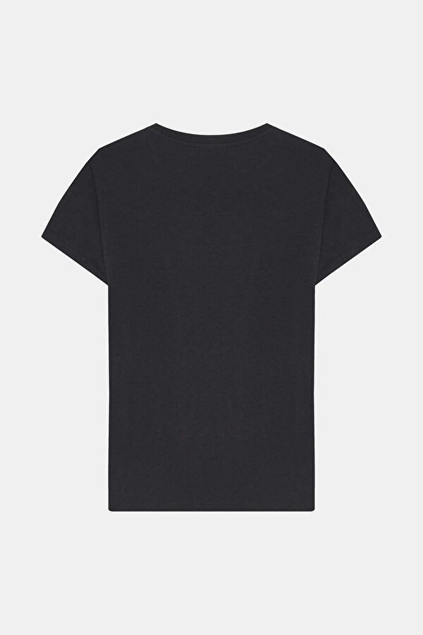 Siyah Bisiklet Yaka T-Shirt 2