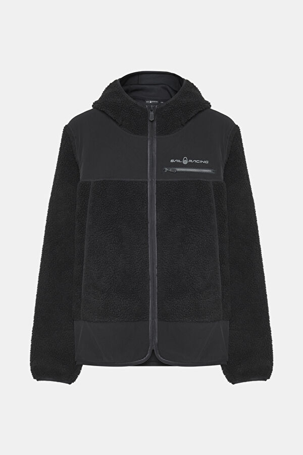 Siyah %100 Recycled Kapuşonlu Sherpa Mont