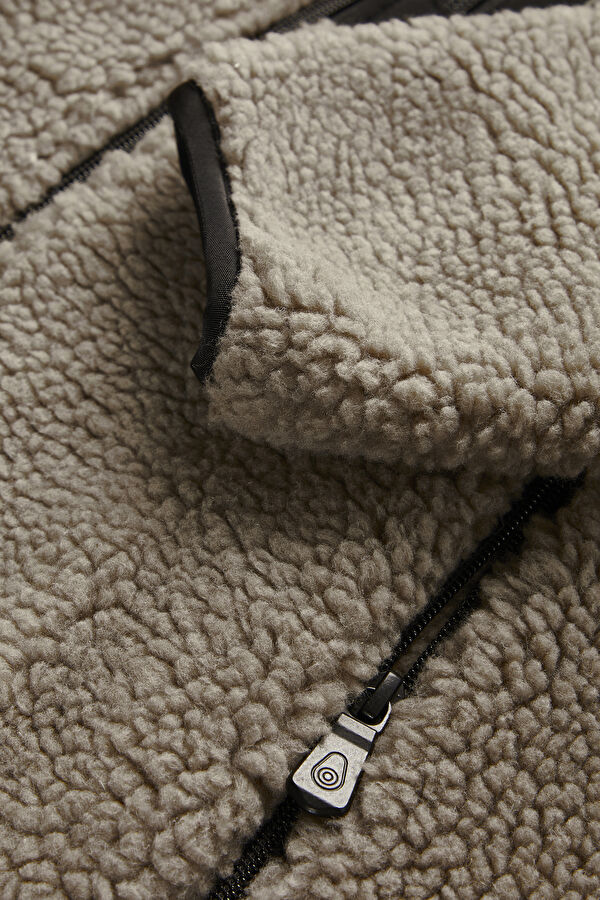 Beige 100% Recycled Sherpa Jacket 4
