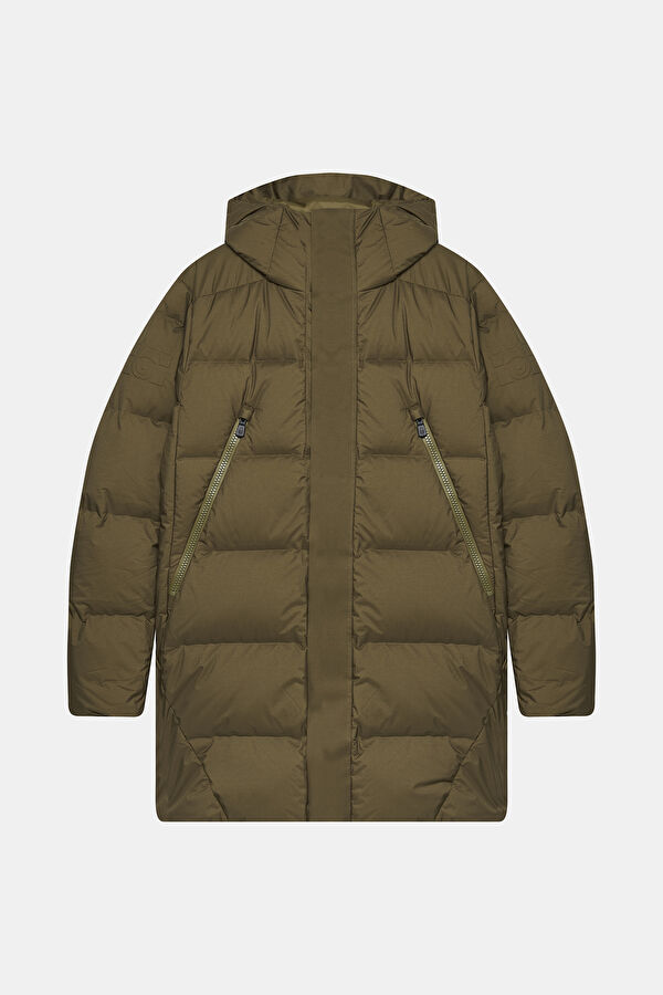 Haki Kapuşonlu Şişme Erkek Parka