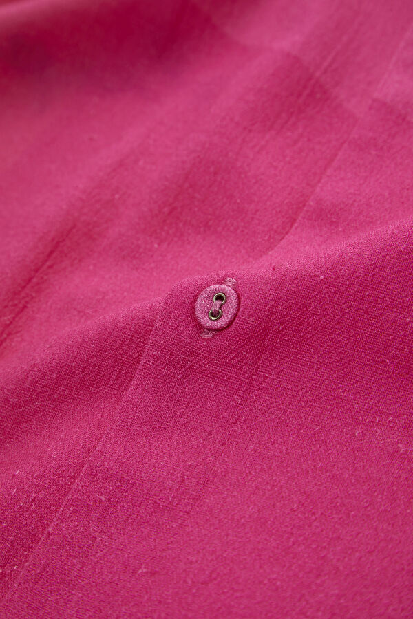 Oversize Pink Patterned Retro Linen Cotton Men's Shirt 7