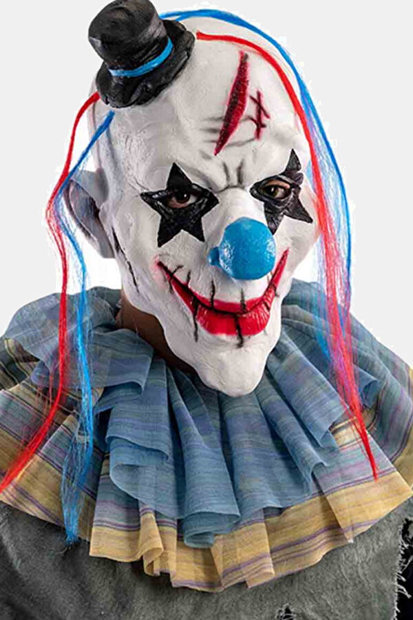 Horror Clown Latex Mask With Hair And Latex Hatwith Header
