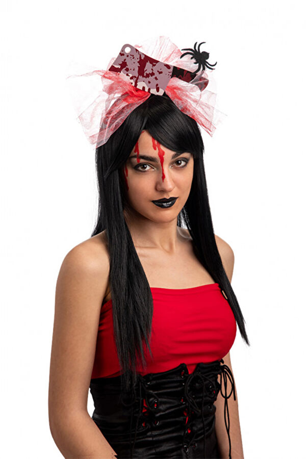 Halloween Headband W/Bloody Tulle And Ax, W/Header.