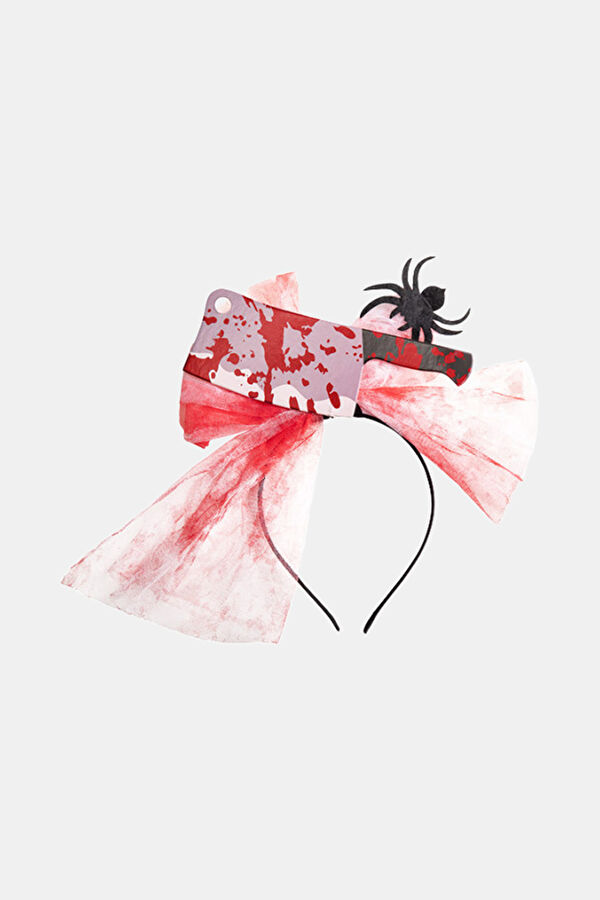 Halloween Headband W/Bloody Tulle And Ax, W/Header. 2