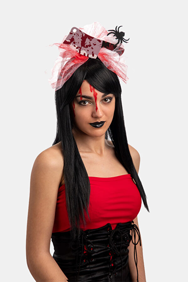 Halloween Headband W/Bloody Tulle And Ax, W/Header. 3