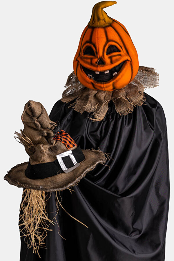 Hıgh Qualıty Pumpkın Mask In Soft Fabrıc Wıth Removable Juta Hat In Bag 2