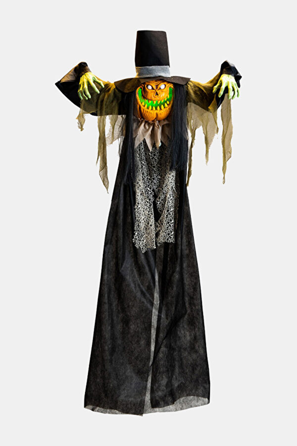 Hanging Pumpkin Monster W/Hat And Lights, Approx. 180Cm Tall, With Label (Batteries İncluded).