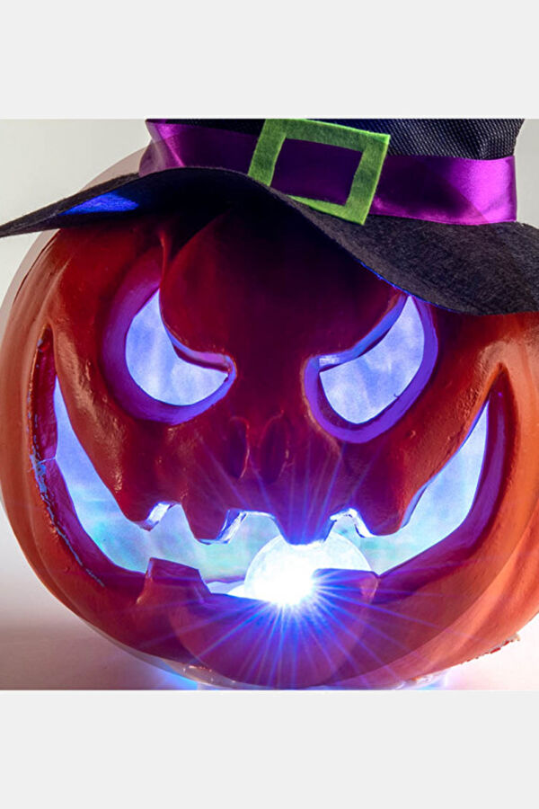 Decoratıve Pumpkın Wıth Hat, Lıghts And Sound H.Cm.37 (Batt. Not Incl) Wıth Hangtag Label 3