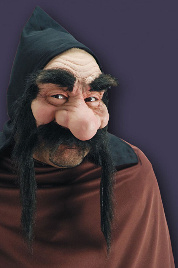 Soft Pvc Chinless Mask W/Black Moustaches And Hood In Pbh