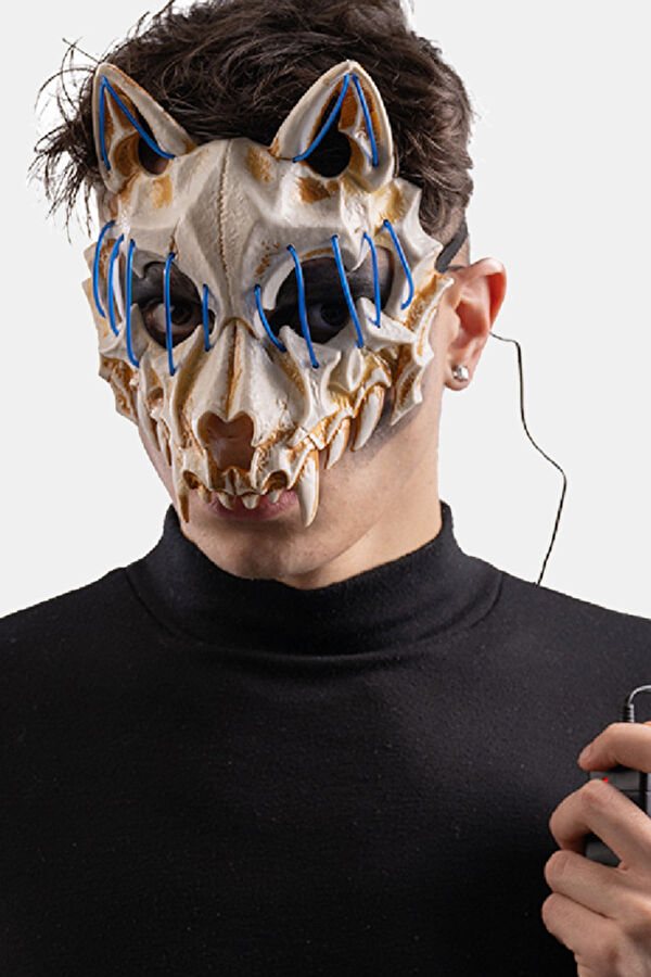 Wolf Plastıc Mask Wıth Lıghtıng Decoratıons (Batterıes Not Included) In Pbh 4