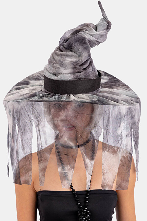 Shapeable Witch Hat With Veilwith Hangtag/Label 3