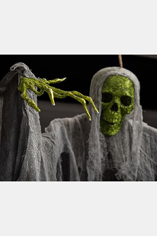 Hanging Skeleton With Green Glitter Face And Hands, Approx. 195Cm Tall, İn Bag. 2