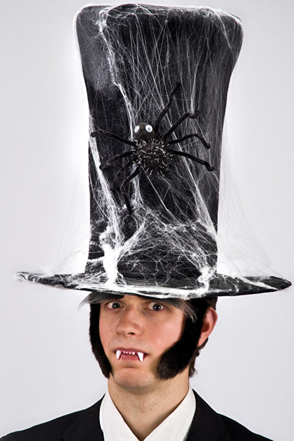 Black Velvet Top Hat With Spider Webs Cm. 40