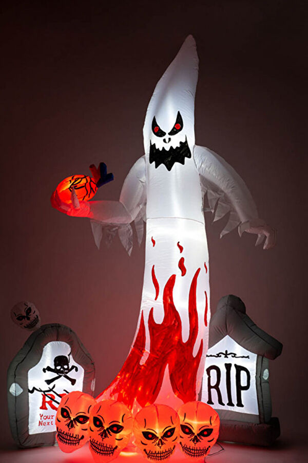 Inflatable Ghost Wıth Lıghts (220 Volt) Wıth Tensıoners H.Cm.270 In Box