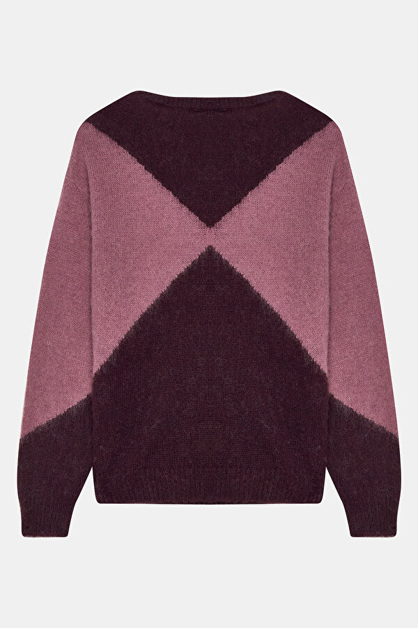 Burgundy Patterned Women's Sweater 2