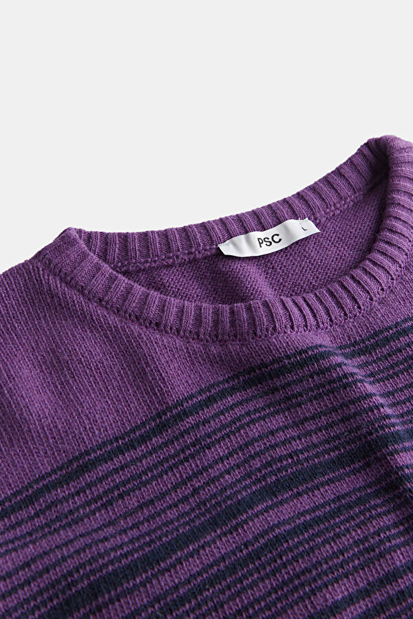 Men's Purple Striped Viscose Knit Sweater 3