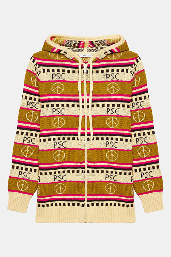 Colorful Patterned Knitted Women's Cardigan