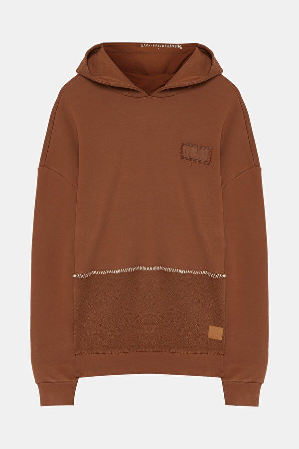 Orange Relaxed Fit Hooded Men's Sweatshirt