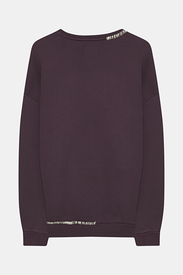 Mor Relax Kalıp Bisiklet Yaka Sweatshirt 2