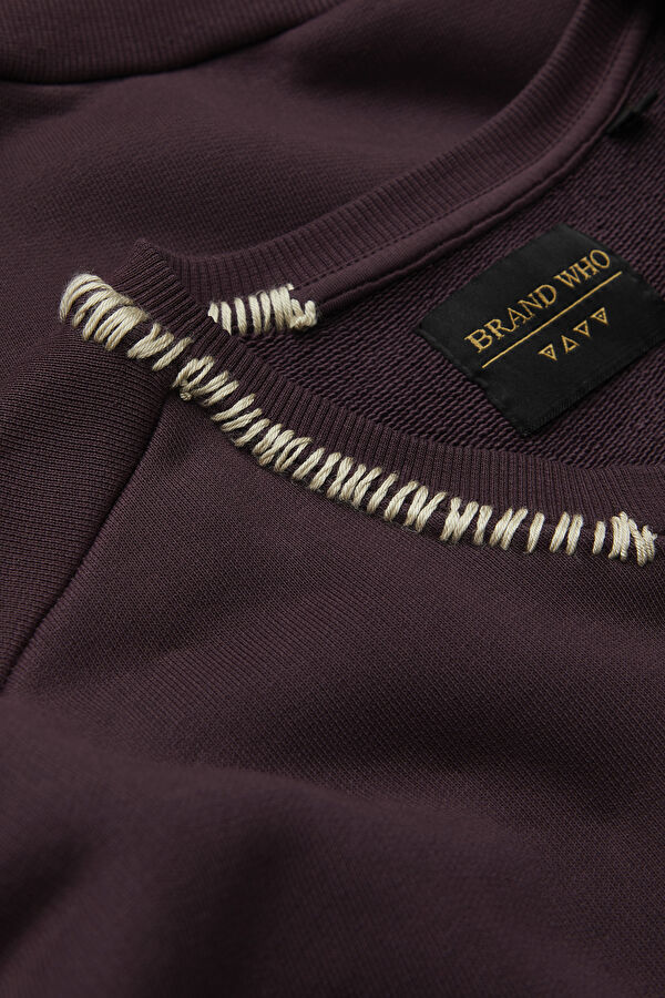 Mor Relax Kalıp Bisiklet Yaka Sweatshirt 3