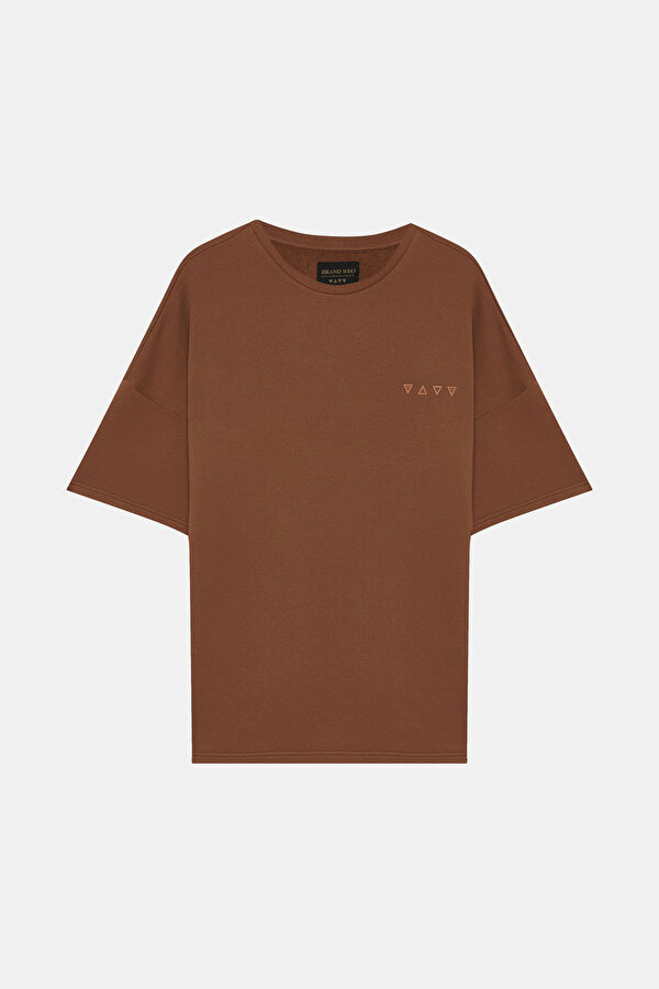 Relax Kalıp Turuncu Bisiklet Yaka T-Shirt