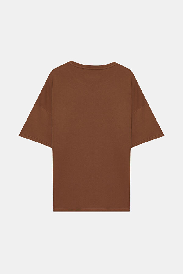 Relax Kalıp Turuncu Bisiklet Yaka T-Shirt 2