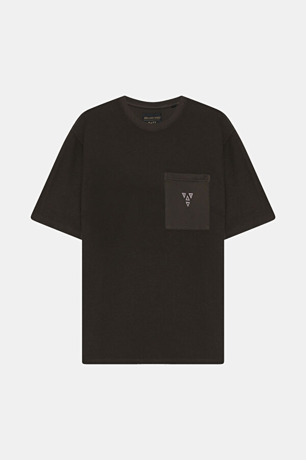 Relax Kalıp Kahve Bisiklet Yaka T-Shirt