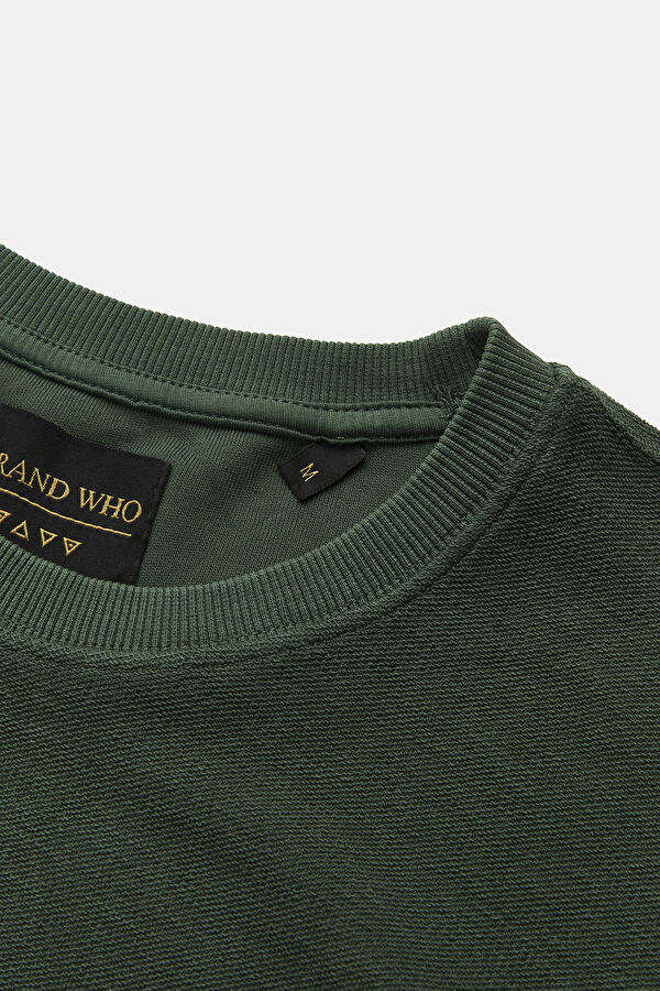 Relax Kalıp Koyu Yeşil Bisiklet Yaka T-Shirt 4