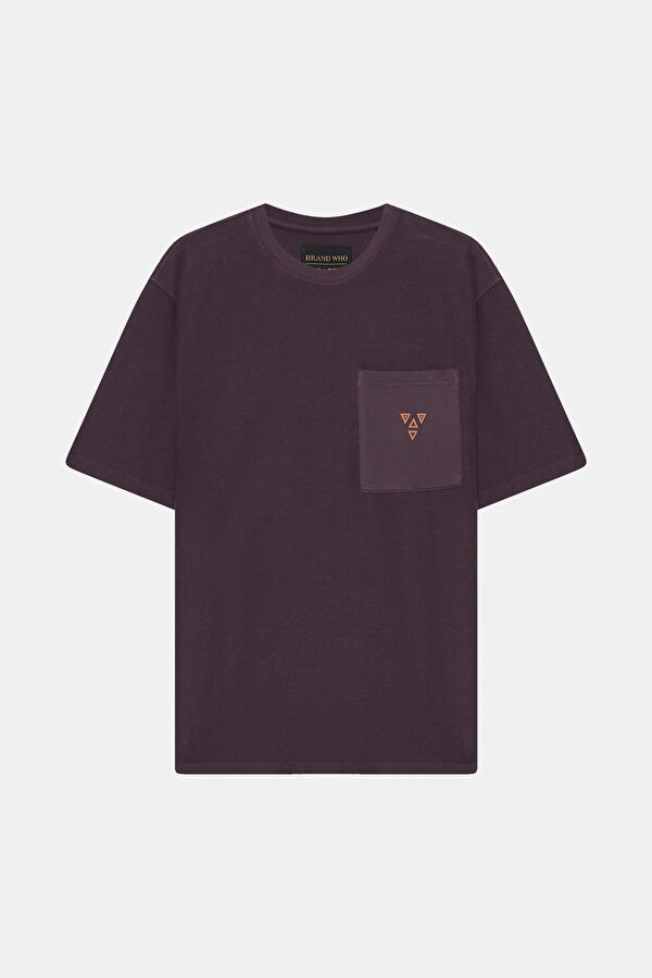 Relax Kalıp Mor Bisiklet Yaka T-Shirt