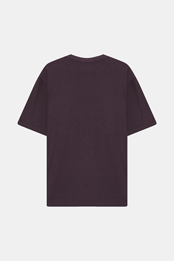 Relax Kalıp Mor Bisiklet Yaka T-Shirt 2
