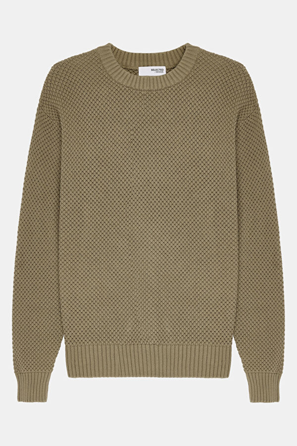 Khaki Organic Cotton Knit Men's Sweater
