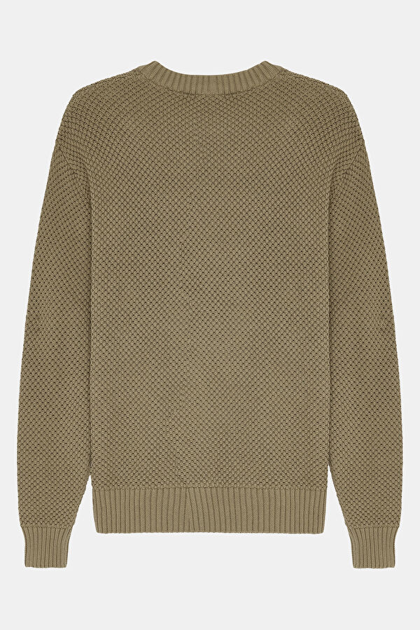 Khaki Organic Cotton Knit Men's Sweater 2