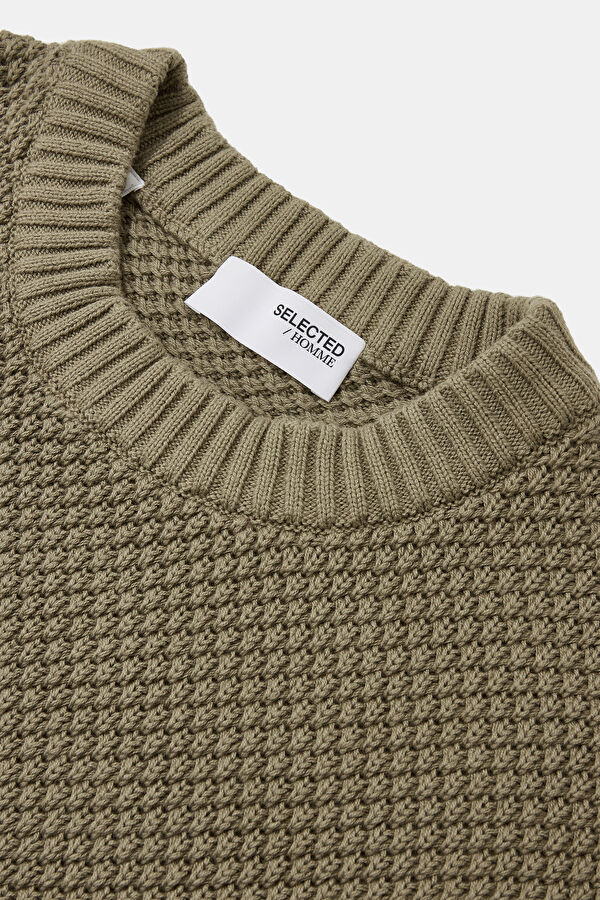 Khaki Organic Cotton Knit Men's Sweater 3