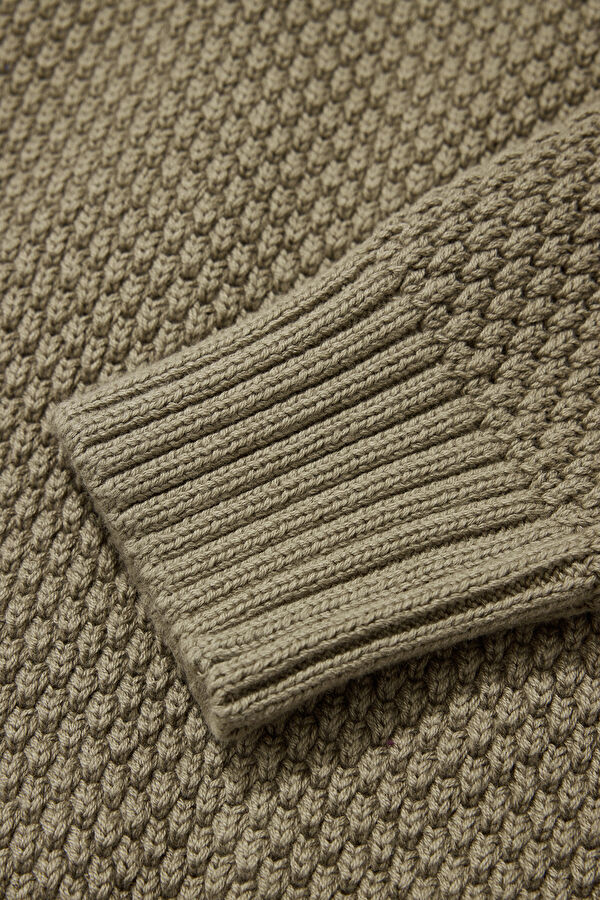 Khaki Organic Cotton Knit Men's Sweater 4