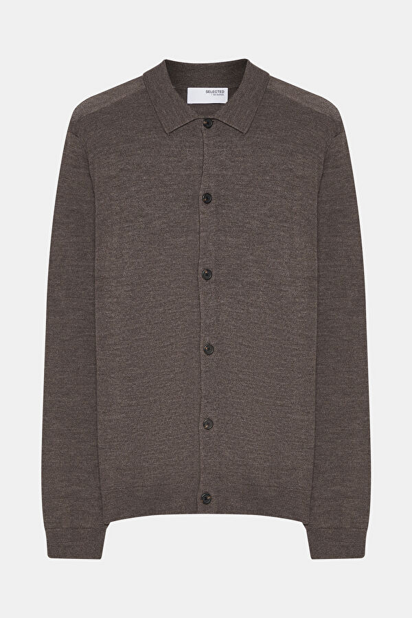 Brown Wool Tricot Cardigan