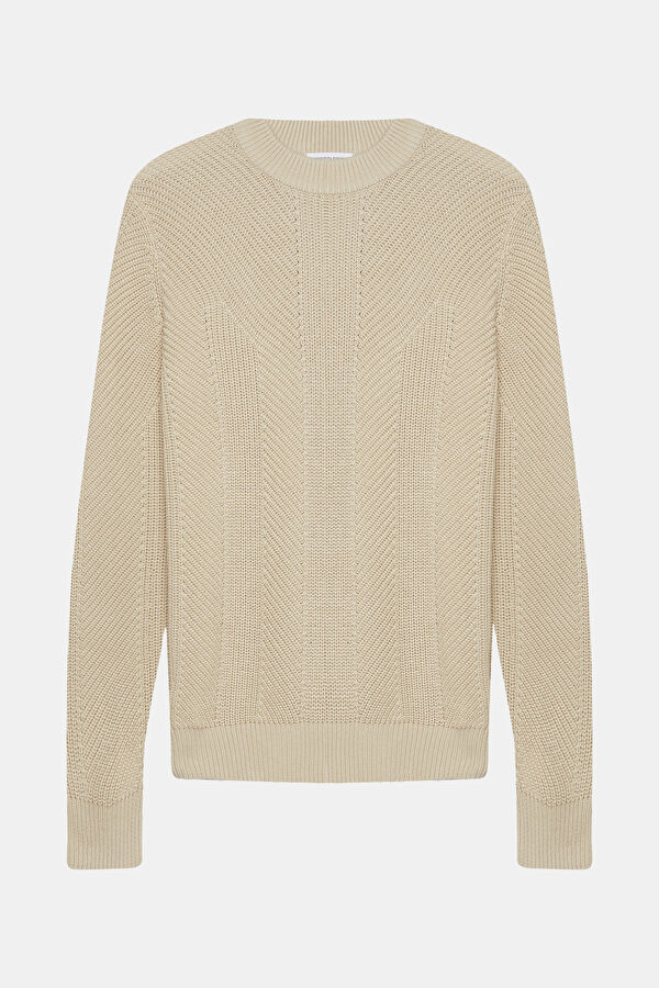 Cream Organic Cotton Knit Men's Sweater